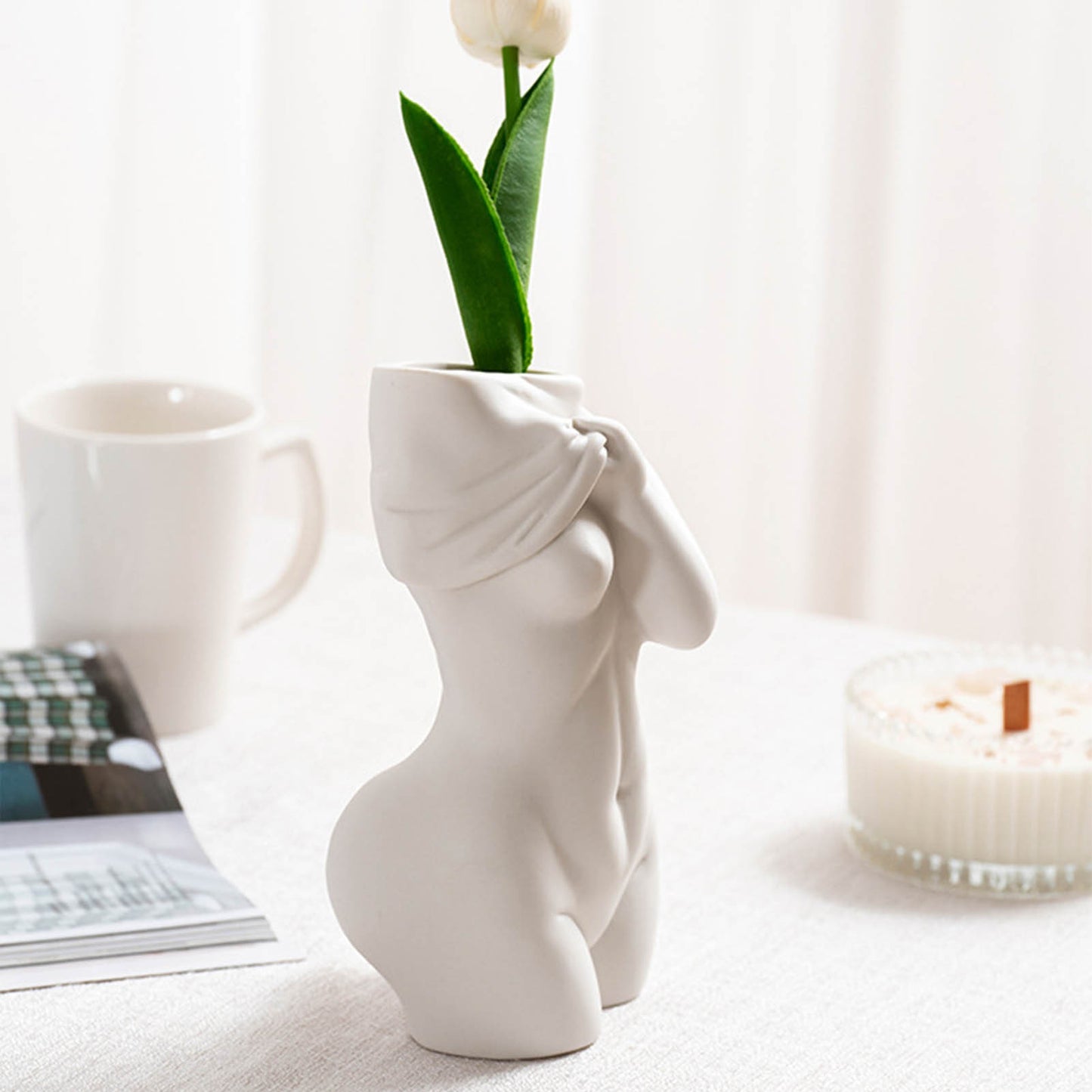 Body Vase Female Ceramic White