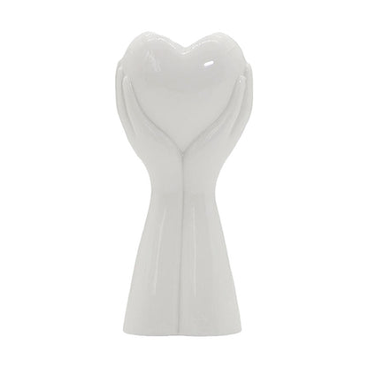 Heart Ceramic Flower Vase White