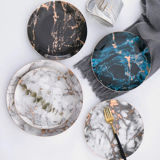 dinnerware marble set plates 