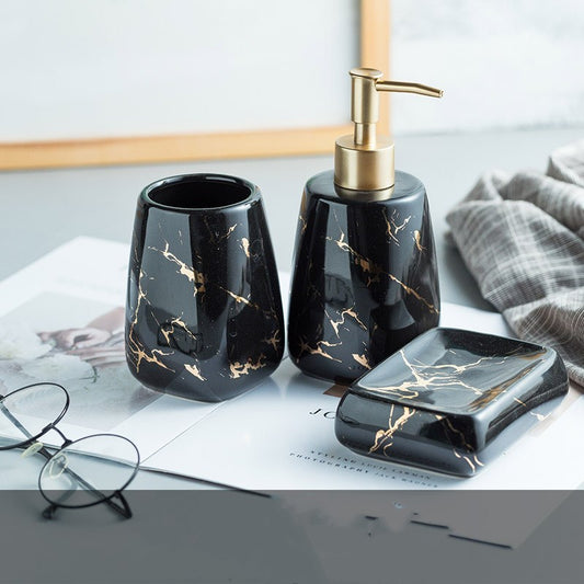 Marble Bathroom Wash Set Black