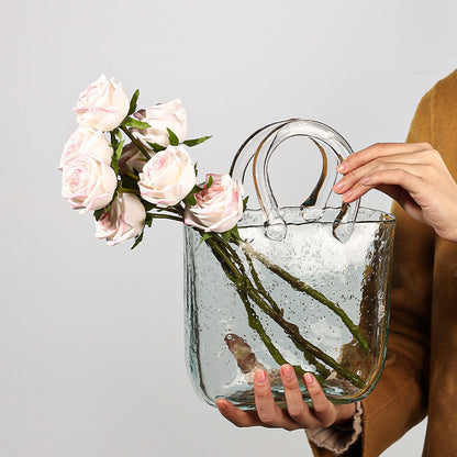 Glass Flower Bag Vase Decor