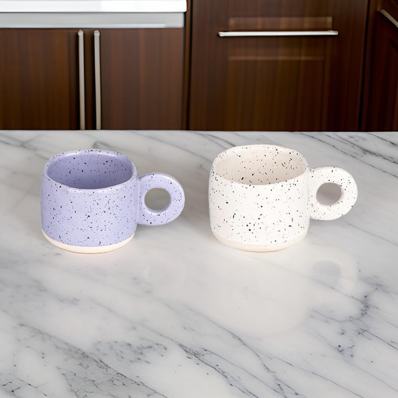 Minimal Ceramic Mug Purple White