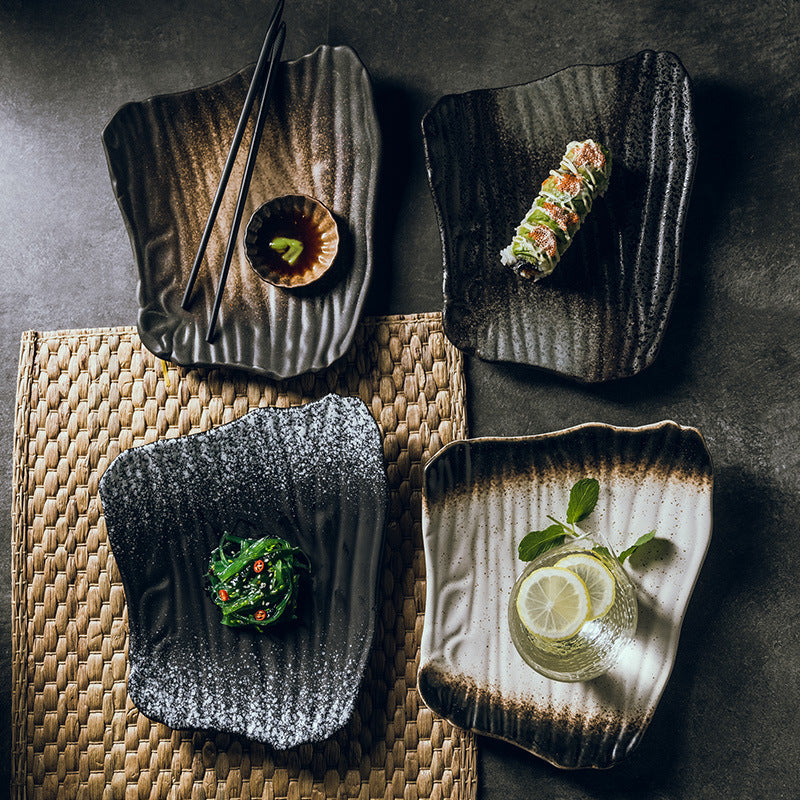 sushi plate black porcelain