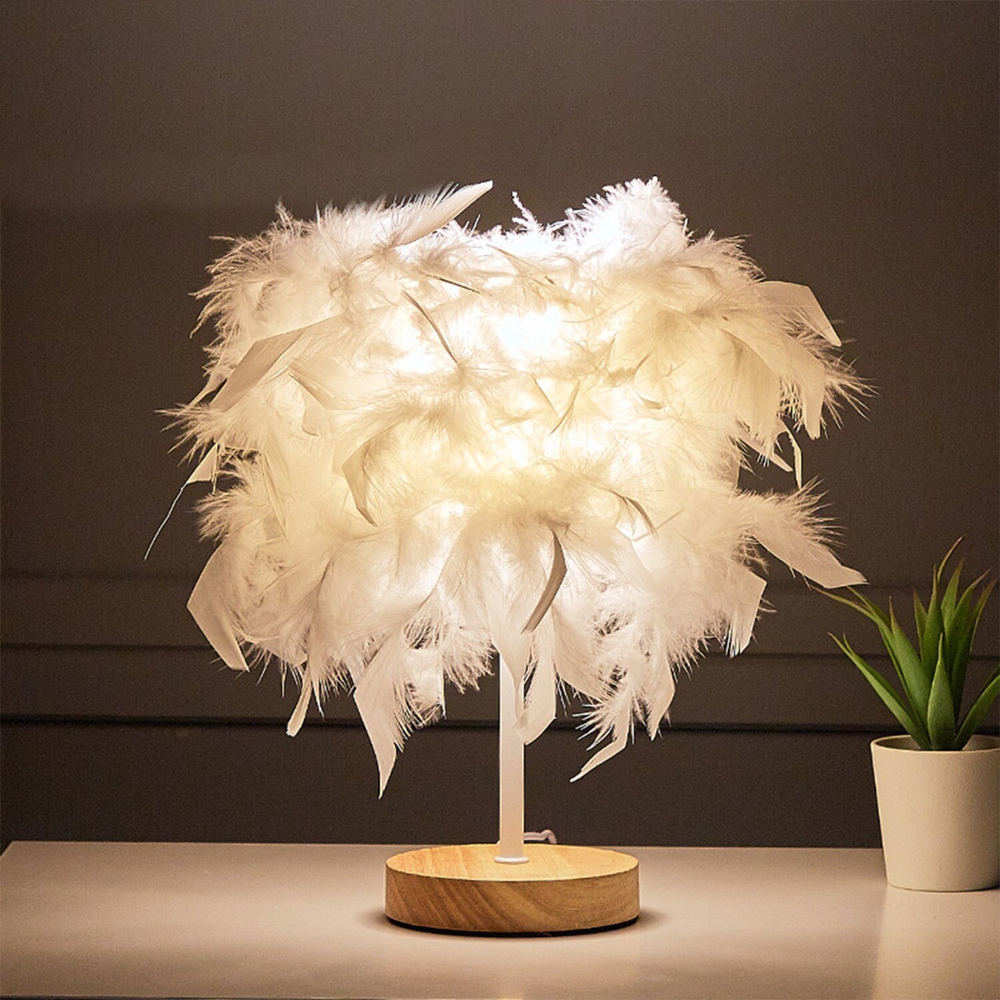 Feather Lamp Palm Bedroom White