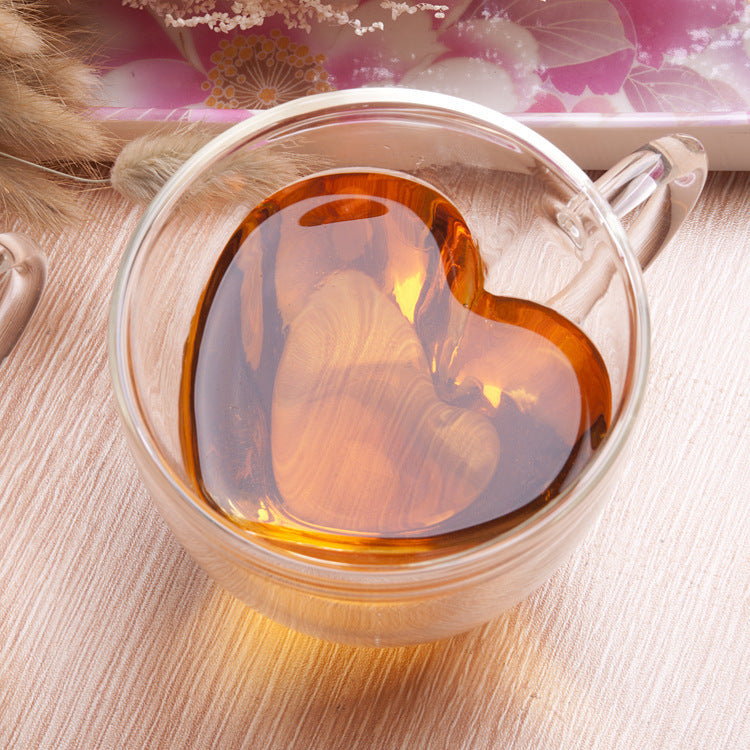 heart-shaped mug glass breakfast 