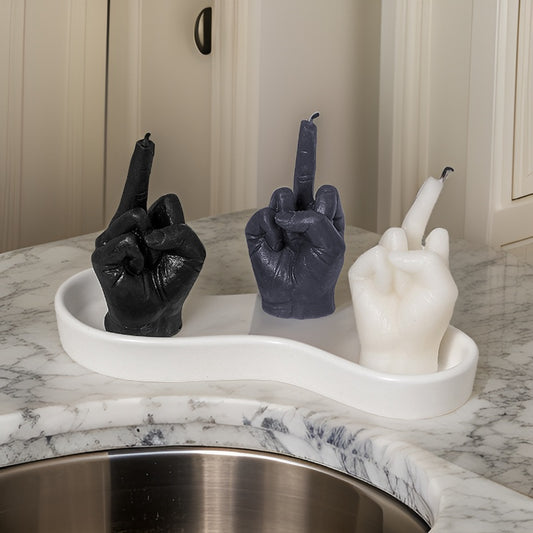 Big middle finger candle black grey white