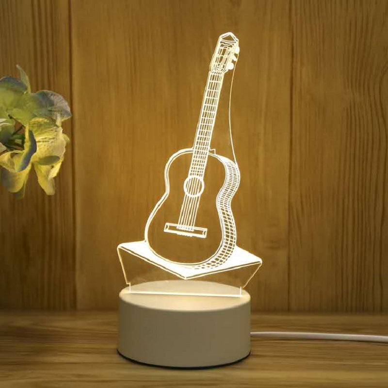 Table Night Lamp Figures 3D Guitar