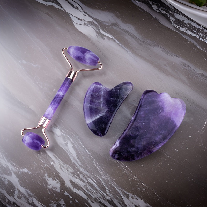 amethyst roller gua sha purple skincare