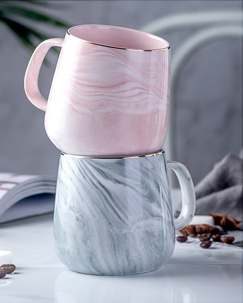 Marble Breakfast Mug Grey Pink