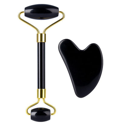 Natural Quartz Jade Roller Gua Sha Black