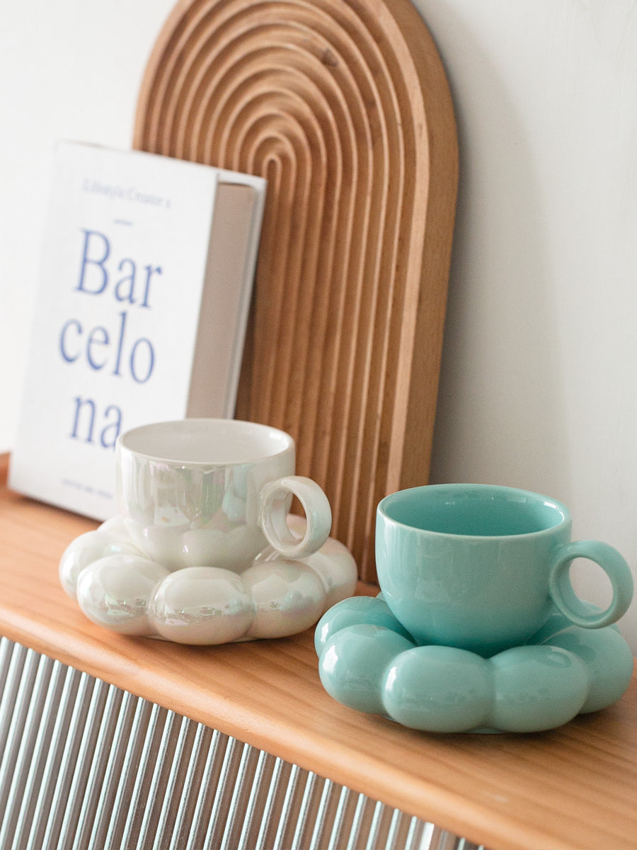 cloud shaped mug ceramic pink blue