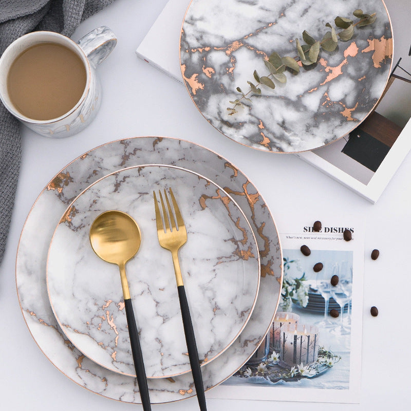 dinnerware marble set plates