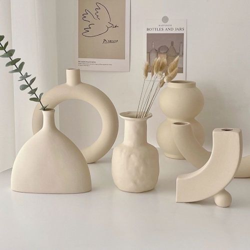 Minimal Ceramic Beige Vases