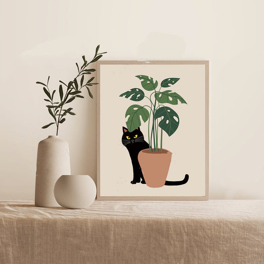 Black Cat Wall Art Canvas Frameless