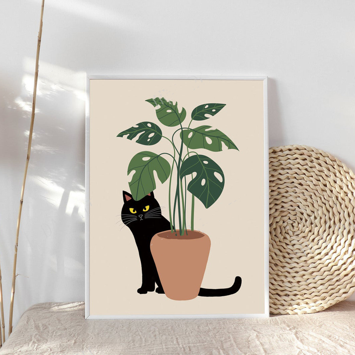 Black Cat Wall Art Canvas Frameless 2