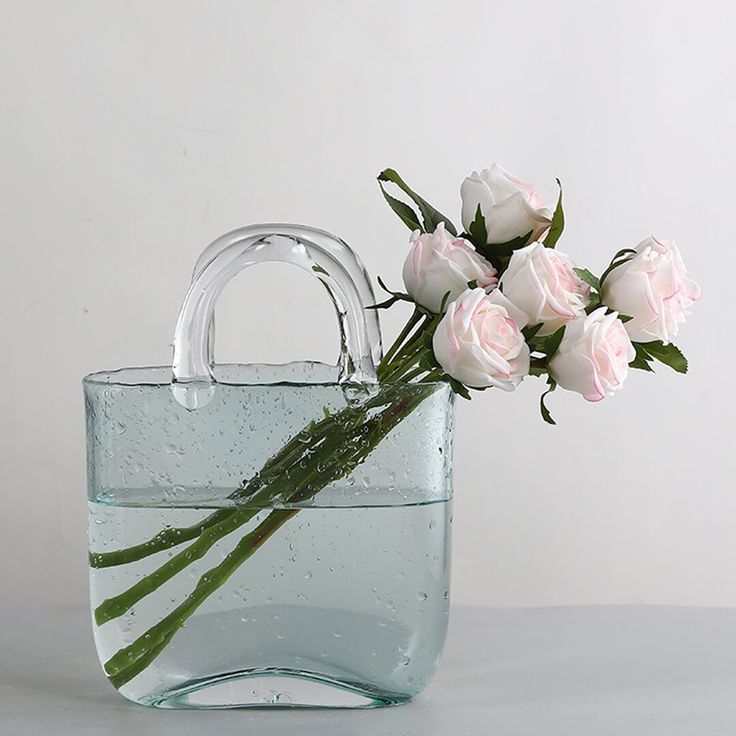 Glass Flower Bag Vase Decor