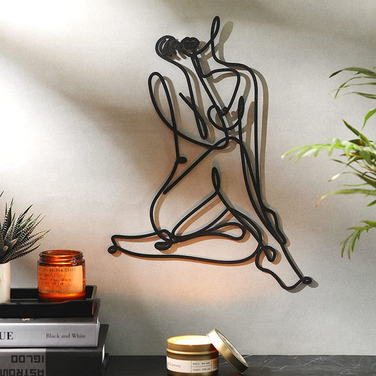 Gold-Plated Metal Woman Silhouette Wall Art