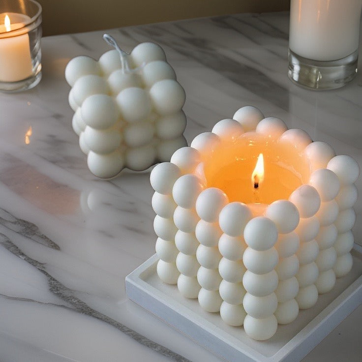 Rubik's Cube Candle White