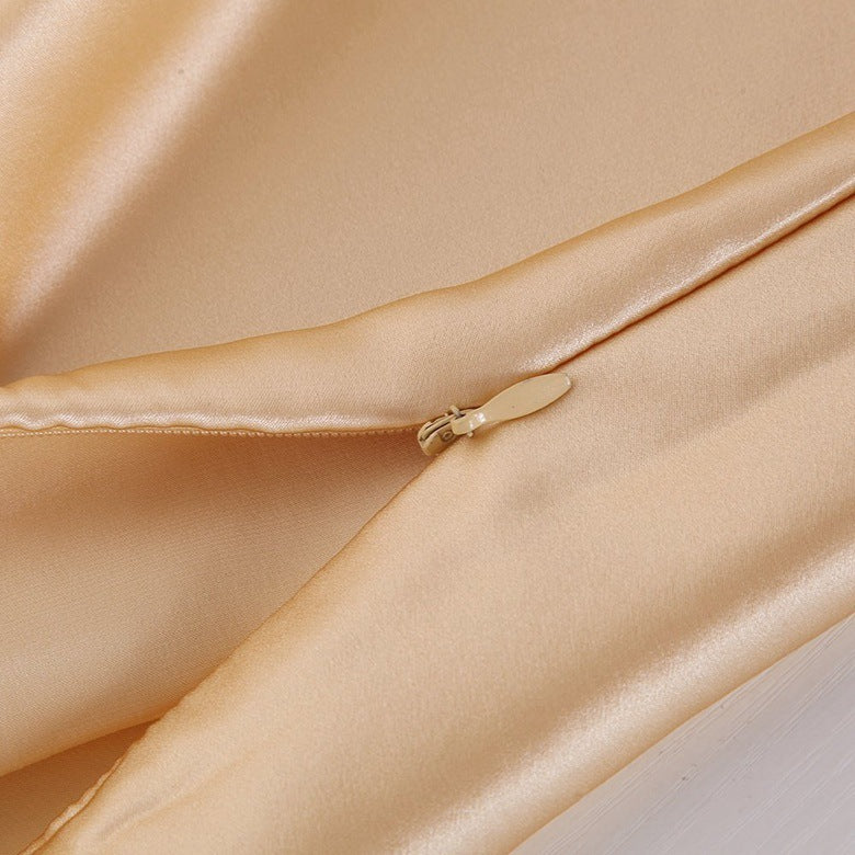 Pillowcase silk and satin beige