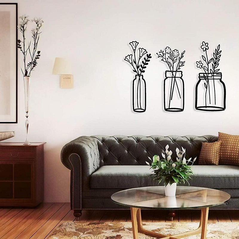 Set flowers metal wall art