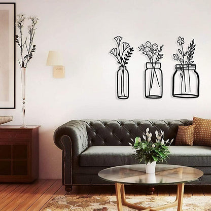 Set flowers metal wall art