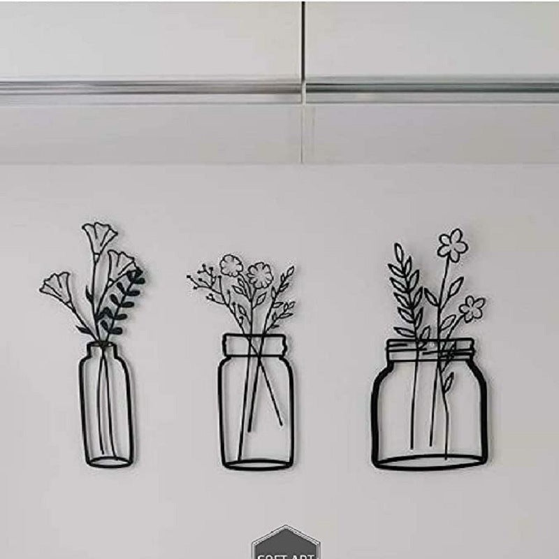 Set flowers metal wall art 5