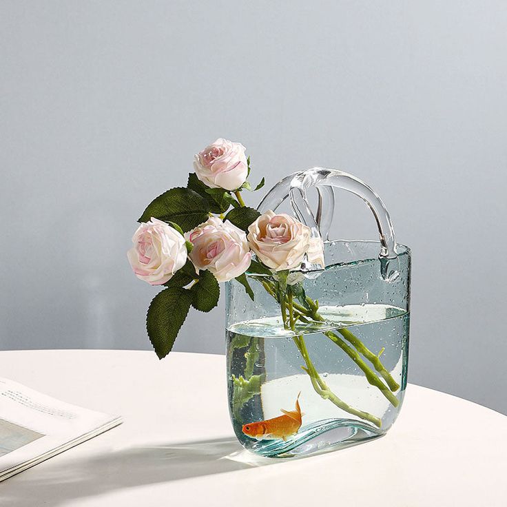 Glass Flower Bag Vase Decor