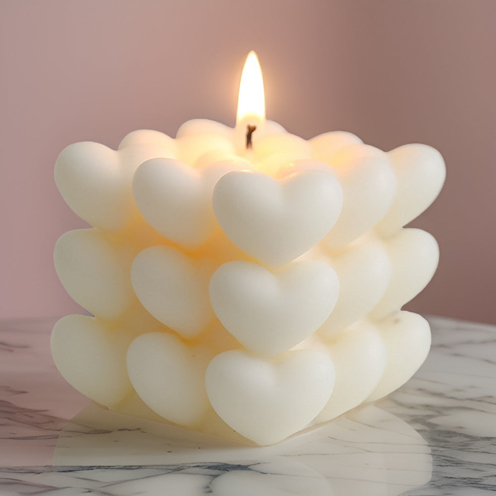 Heart Rubik's Cube Candle White