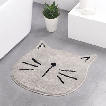 bathroom mat cat animal white