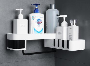 bathroom organizer shelf black and white