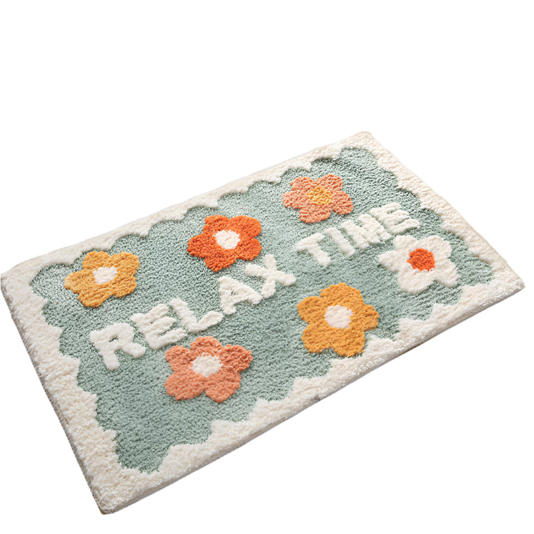 bathroom rugs flowers blue white