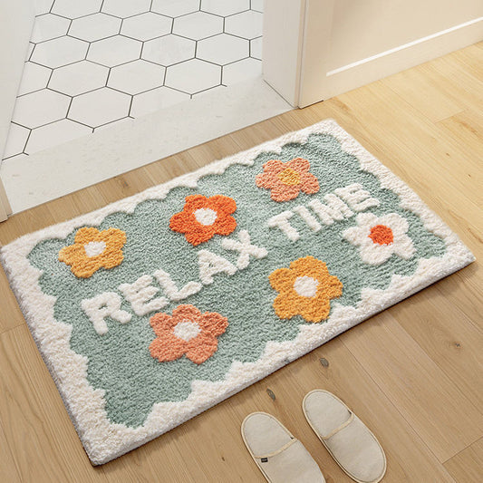 bathroom rugs flowers blue white