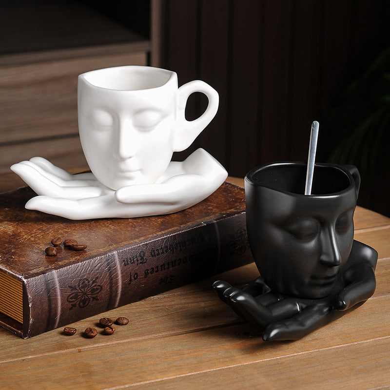 Face Mug Breakfast white black