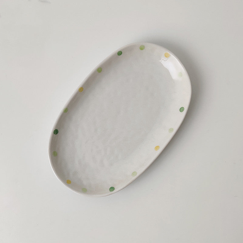 dot ceramic plates dinner breakfast white 2