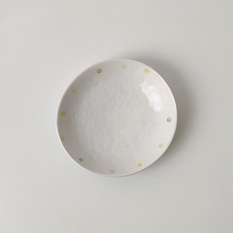 dot ceramic plates dinner breakfast white 3