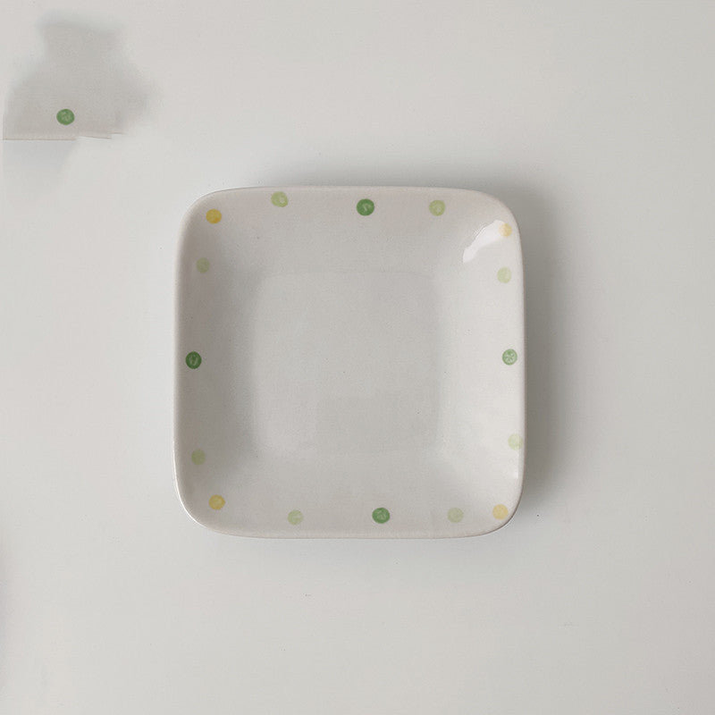 dot ceramic plates dinner breakfast white 4