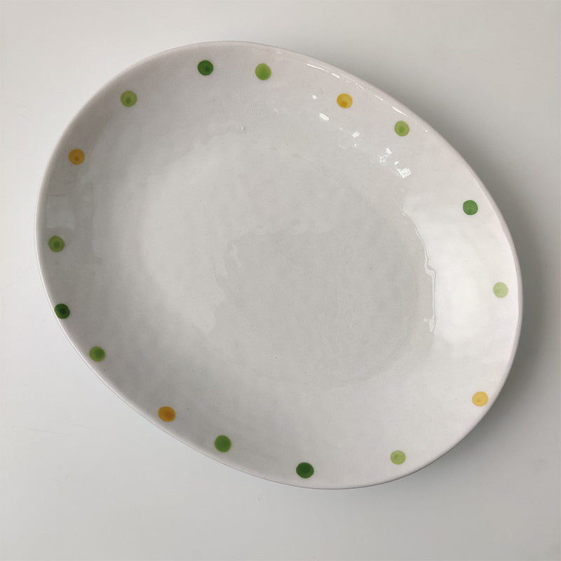 dot ceramic plates dinner breakfast white 6