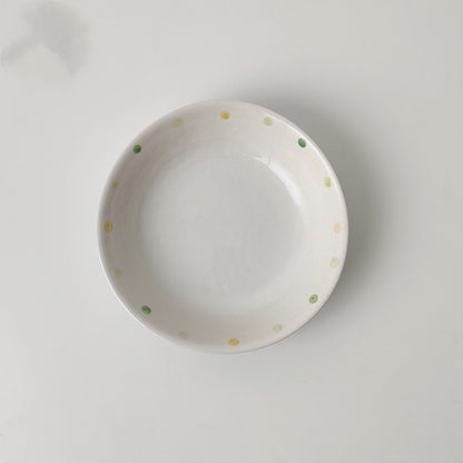 dot ceramic plates dinner breakfast white 8