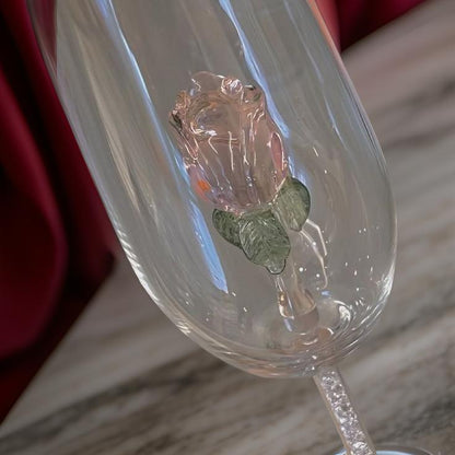 Rose Wine Glasses Rose Inside