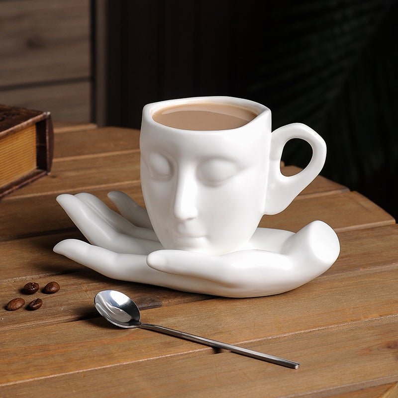 Face Mug Breakfast white black