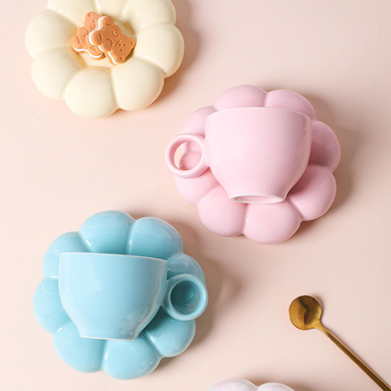 cloud shaped mug ceramic pink blue 