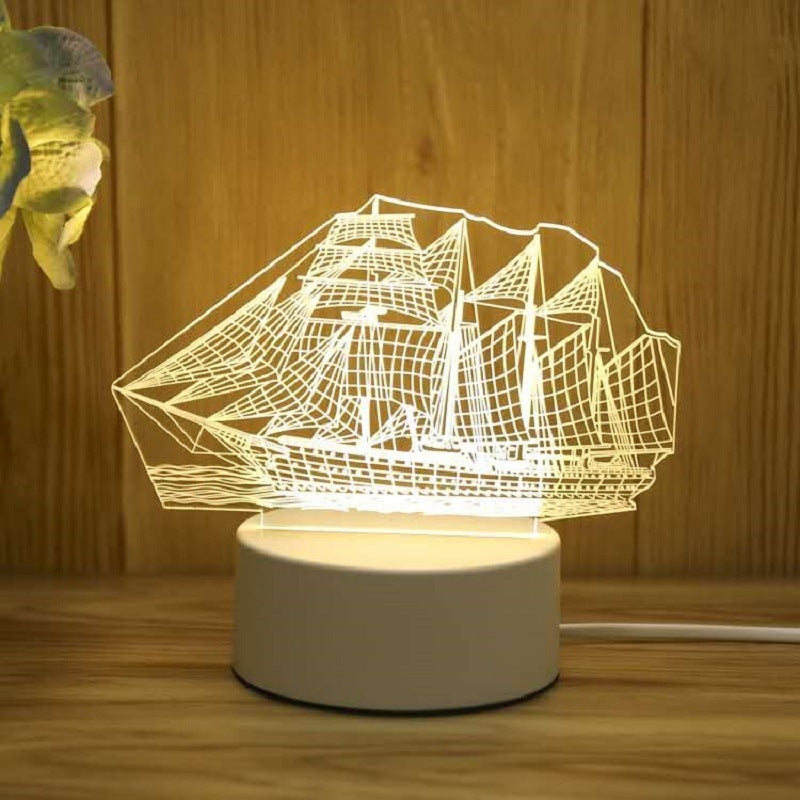 Table Night Lamp Figures 3D Boat