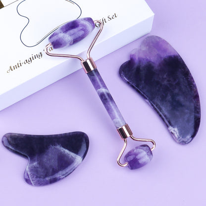 amethyst roller gua sha purple skincare