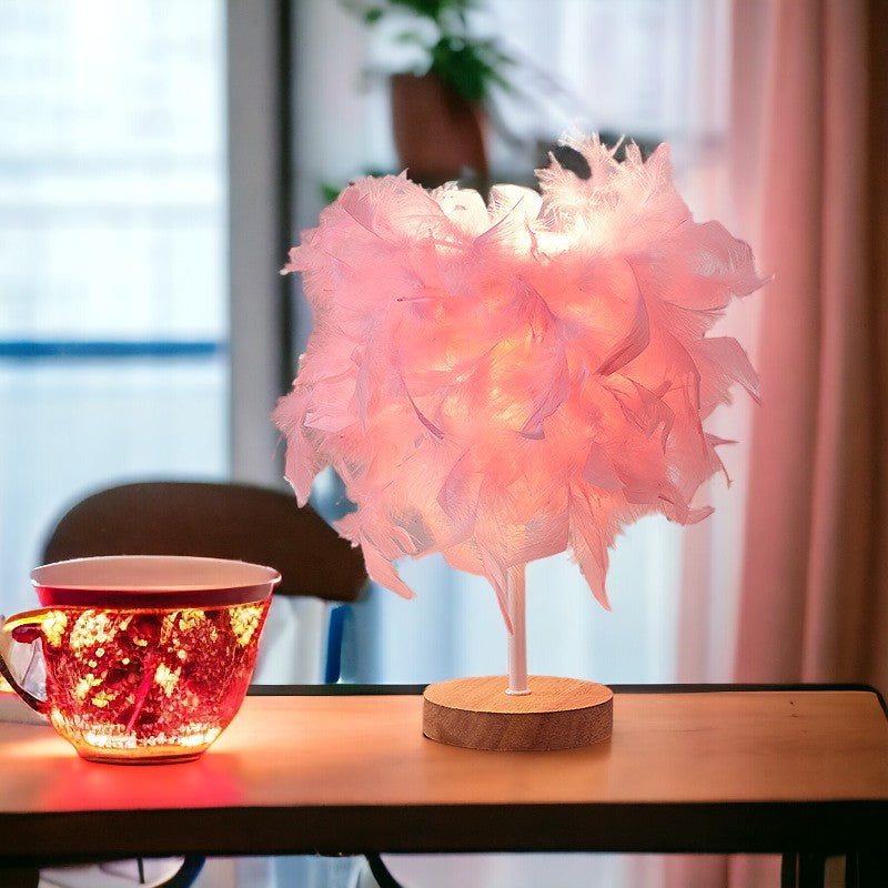 Feather Lamp Palm Bedroom Pink