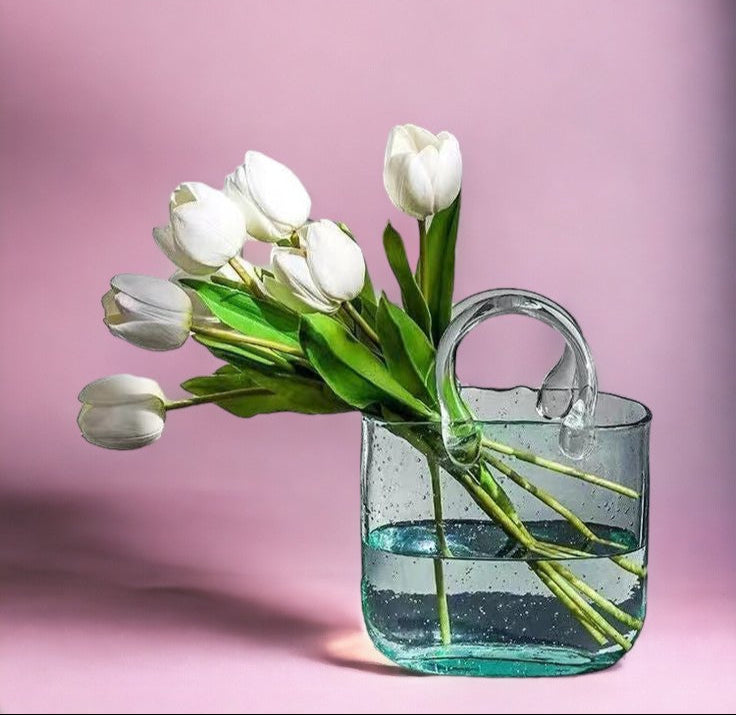 Glass Flower Bag Vase Decor