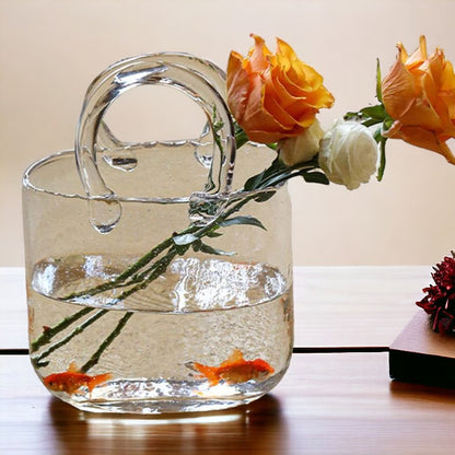 Glass Flower Bag Vase Decor