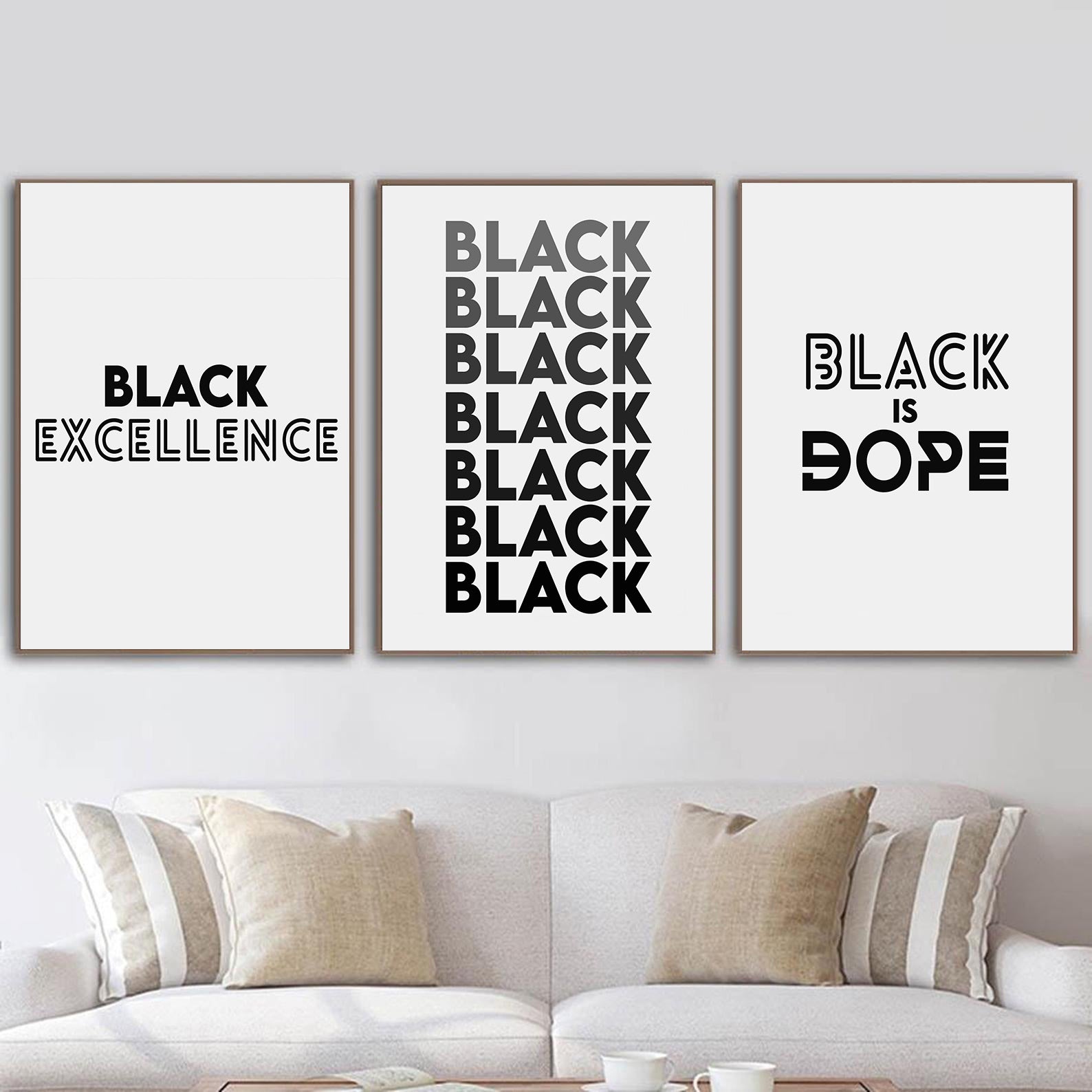 minimal canvas wall art black is dope 