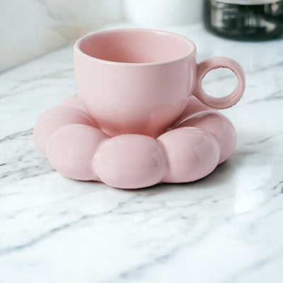 cloud shaped mug ceramic pink blue