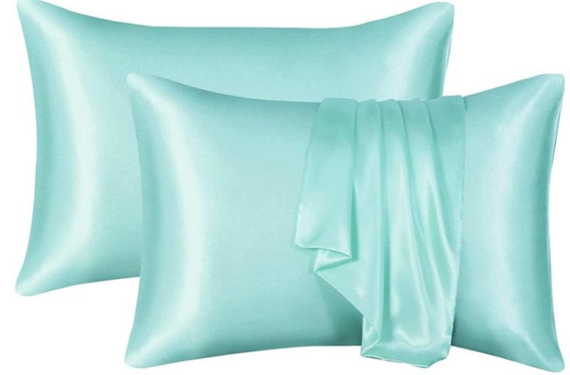 satin silk pillowcase blue